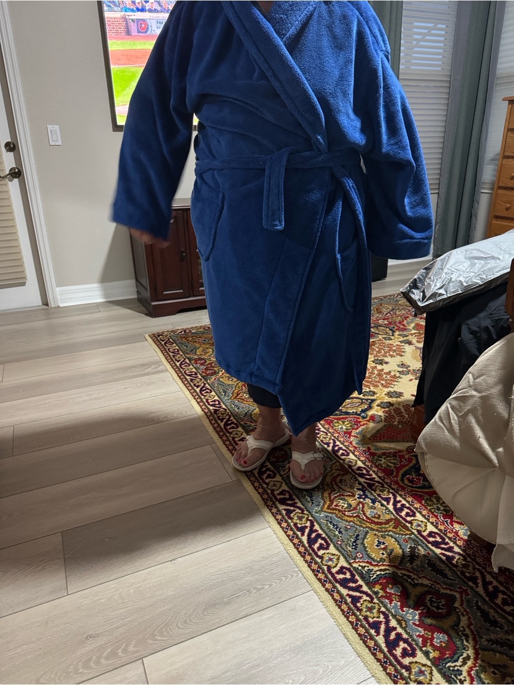 Men's Plush Blue Robe with Belt